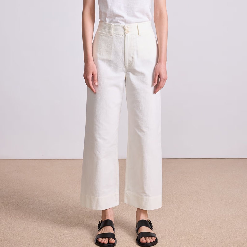 Apiece Apart Off-White Wide-Leg Cropped Trousers